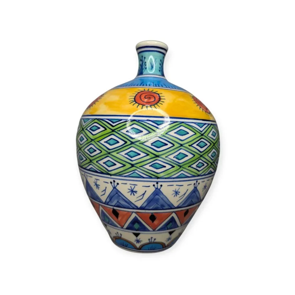 Ceramic Bulb Vase Colorful Decorative Vase 9.5